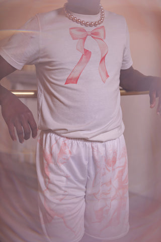 Balletcore Tee & Cupids Bow Shorts from the Venus At the Disco Collection by Honeyspice. Nasir in a Coquette Aesthetic Fit
