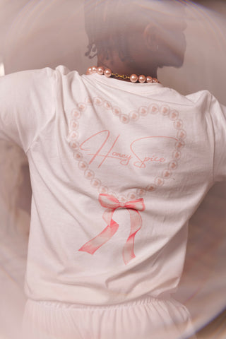 Nasir Chassé wears the balletcore tee from the venus at the disco collection by HoneySpice