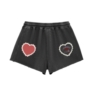 Heart Patch Drawstring Shorts