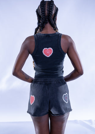 Heart Patch Drawstring Shorts