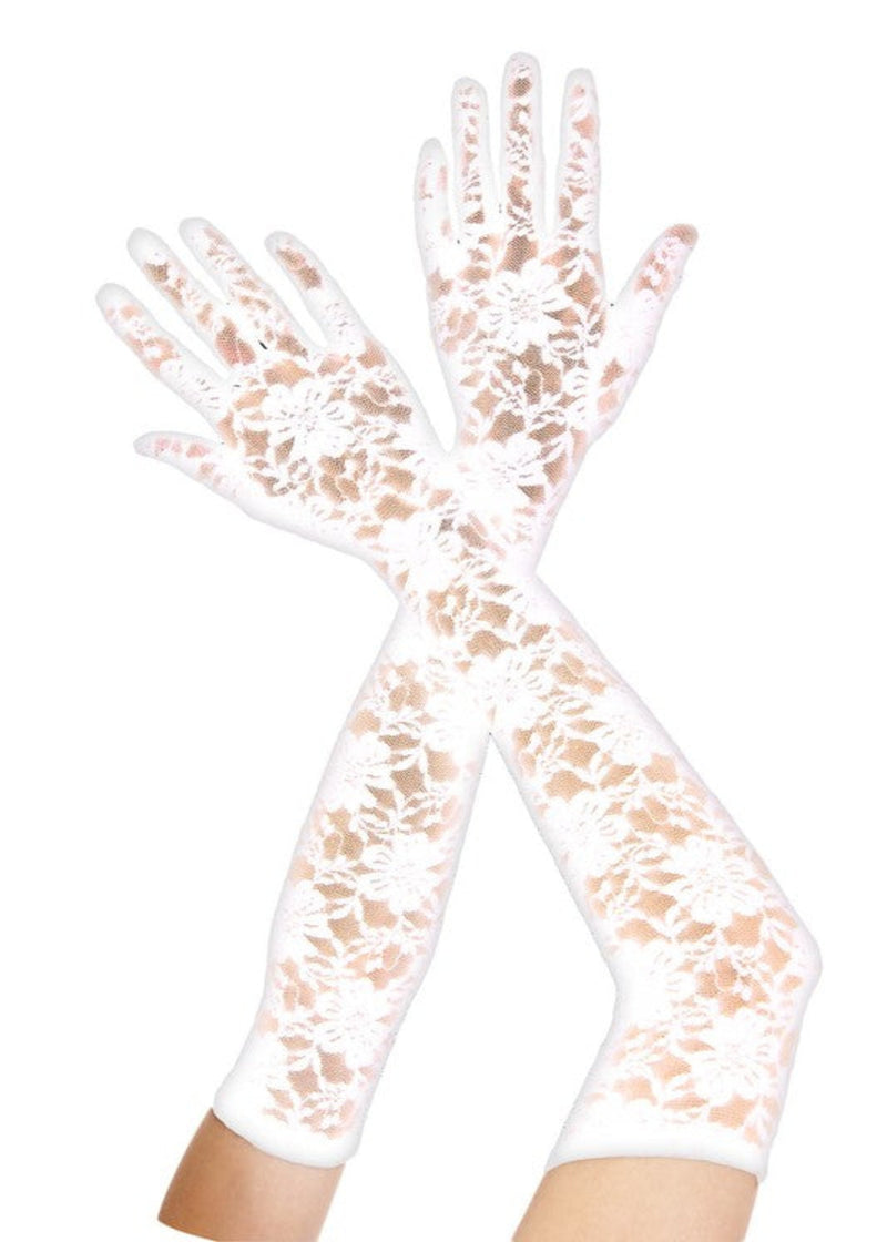 White lace gloves on a white background
